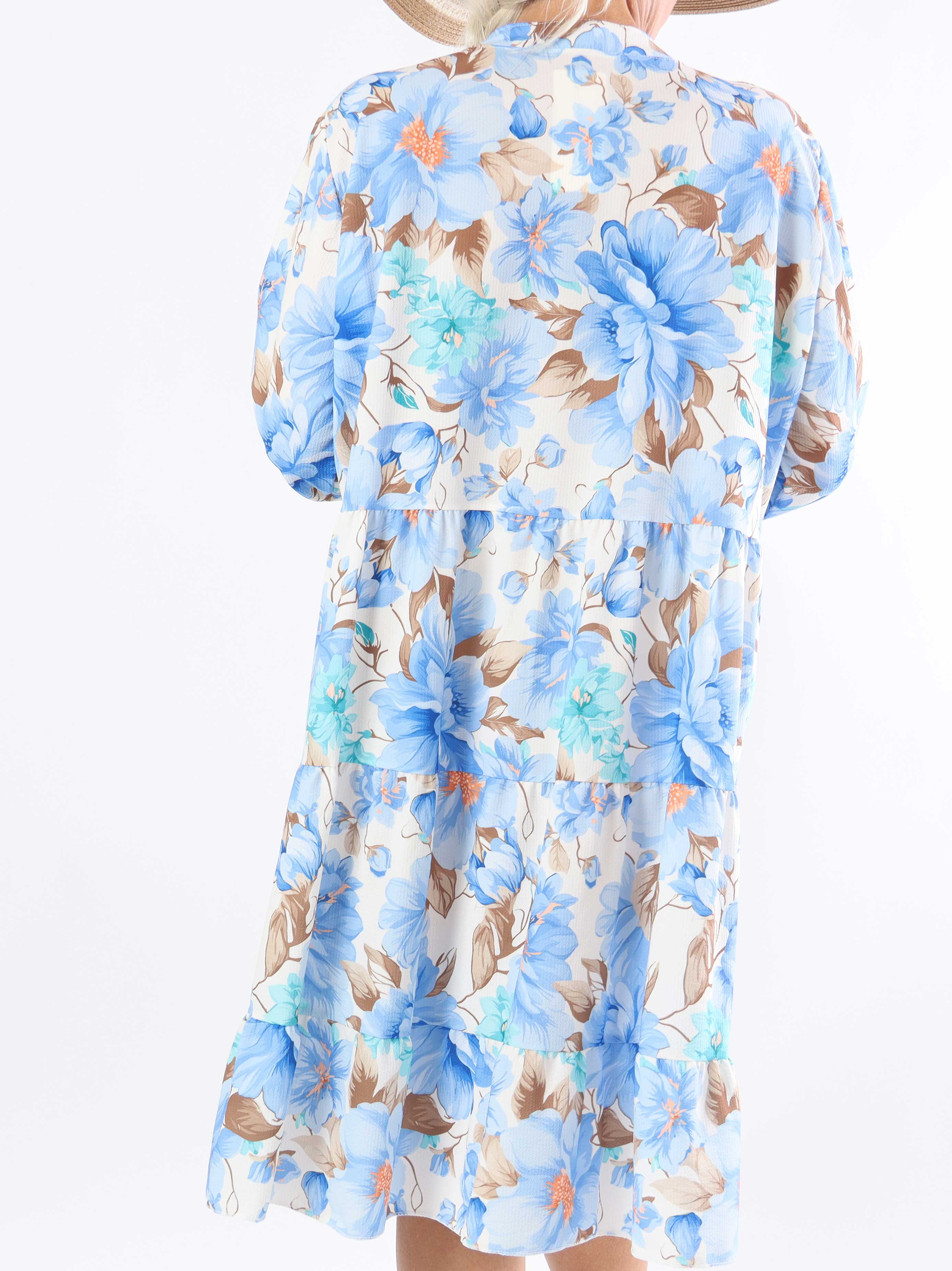 Flower Dress - Söt blommig plus size-klänning med lager-på-lager-look